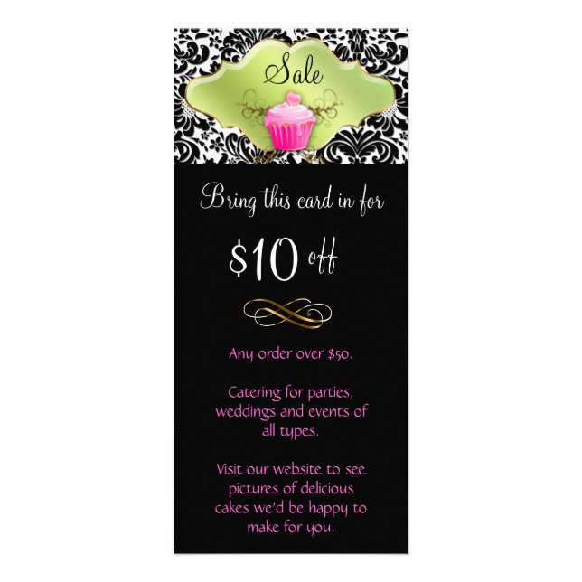 Rosa Lime Green-Eleganten för bakerryggskorts-cupa Reklamkort (Framsidan)