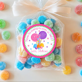 Rosa Lime Green Sweet Shop Birthday Favor Runt Klistermärke
