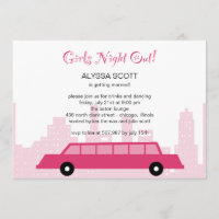 Rosa Limousine Bachelorette Party-inbjudan