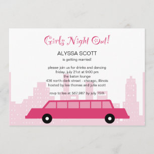 Rosa Limousine Bachelorette Party-inbjudan Inbjudningar