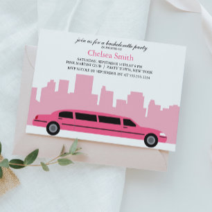 Rosa Limousine Bachelorette Party Inbjudningar