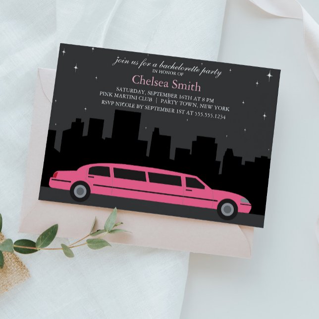 Rosa Limousine Bachelorette Party Inbjudningar (Skapare uppladdad)