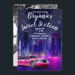 Rosa Limousine City Sweet 16 Birthday Photo Inbjudningar<br><div class="desc">Anpassa för din händelse</div>