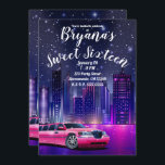 Rosa Limousine City Sweet 16 Birthday Photo Inbjudningar<br><div class="desc">Anpassa för din händelse</div>