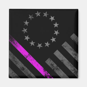 Rosa Line Breast Cancer Betsy Ross American Flagga Magnet