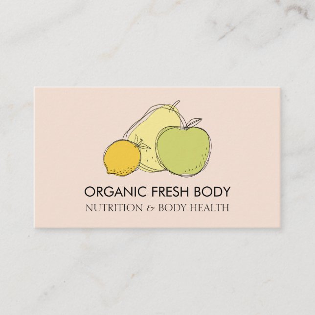  Rosa Line Food Fruktdietician Nutritionist Visitkort (Framsida)