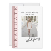 Rosa Linear Photo Studenten annons Card