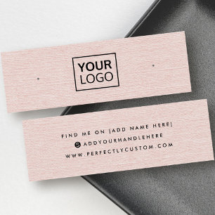 Rosa linen anpassningsbar logotyp stulit visning k litet visitkort