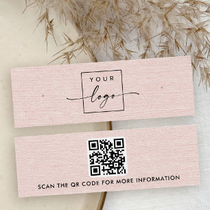rosa linen logotyp QR visning för öronring av Litet Visitkort