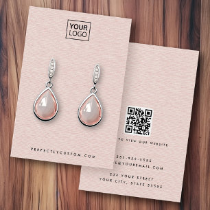 rosa linen-utseende logotyp QR-visning-kort Visitkort