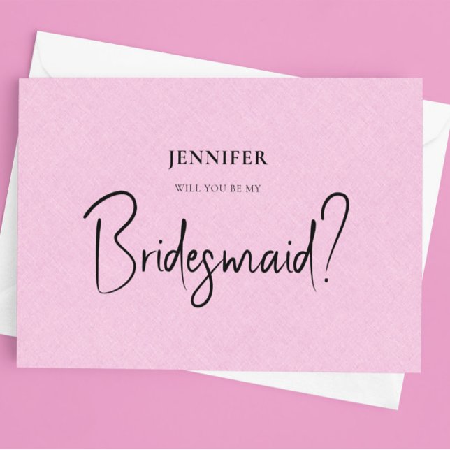 Rosa Linen White-skript blir min bridesmaid Inbjudningar (Skapare uppladdad)