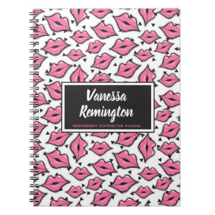 Rosa Lip Kiss Lipstick & Beauty Distributor Anpass Anteckningsbok Med Spiral