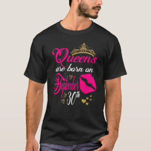 Rosa Lip Print Queens är född den 30 september L T Shirt