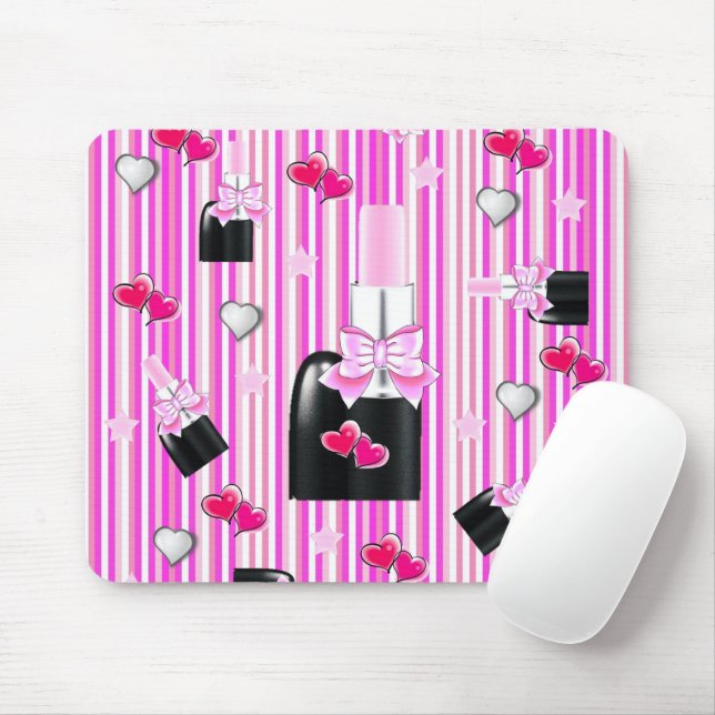 Rosa Lipstick Hearts Rand Mouse Pad! Muspets Musmatta (Med mus)