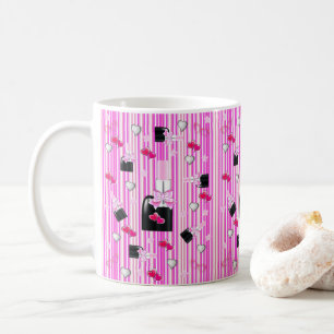 Rosa Lipstick Hearts Rand Mugg