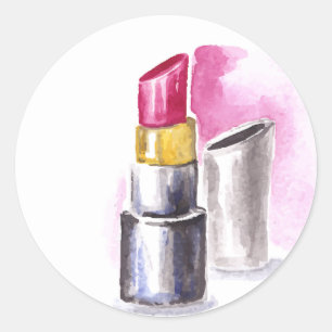 Rosa Lipstick Runt Klistermärke
