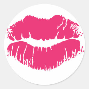 Rosa Lipstick Sticker Runt Klistermärke