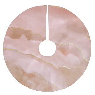 Rosa Liquid Marble Guld Struktur Julgransmatta Borstad Polyester