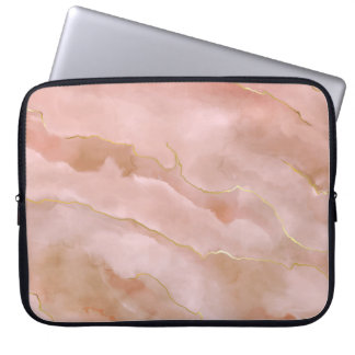 Rosa Liquid Marble Guld Struktur Laptop Fodral