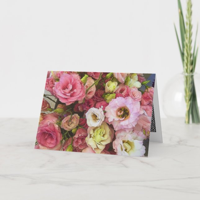 Rosa Lisianthus blommor Kort (Framsida)