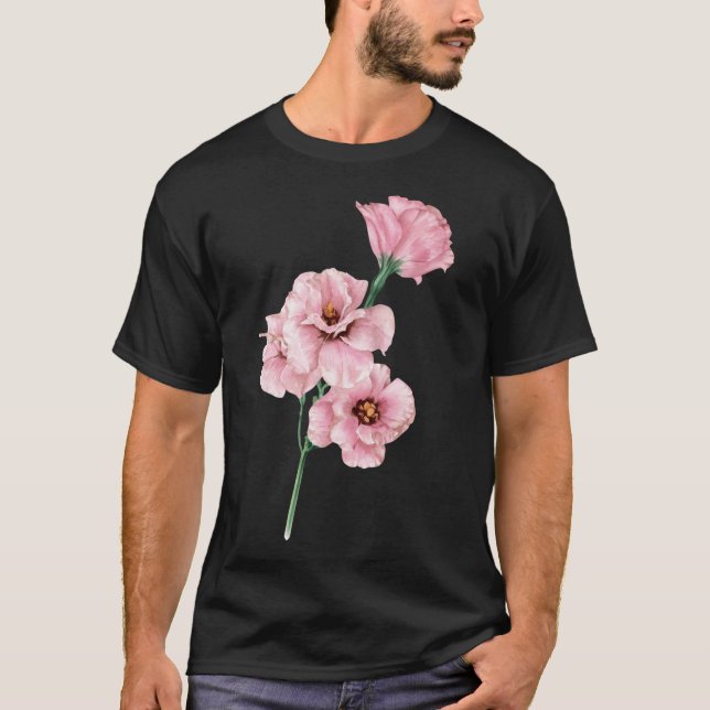 Rosa Lisianthus_Watercolor T Shirt (Framsida)