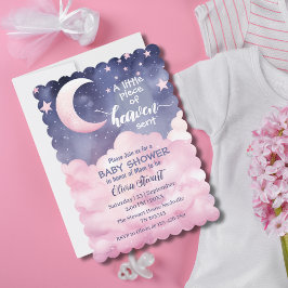 Rosa lite Biet i Heaven Sent Baby Shower Inbjudningar
