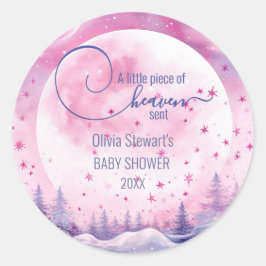 Rosa lite Biet i Heaven Sent Baby Shower Runt Klistermärke