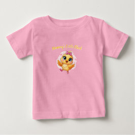Rosa liten babykyckling med rosett-mönster t shirt