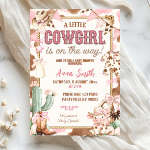 Rosa liten cowgirl på väg Baby Shower Inbjudningar