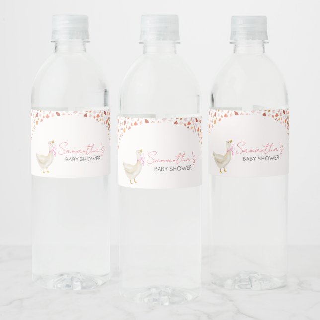 Rosa Liten Dumma Gås Bebis Badrum Vattenflaskor Etikett (Flaskor)