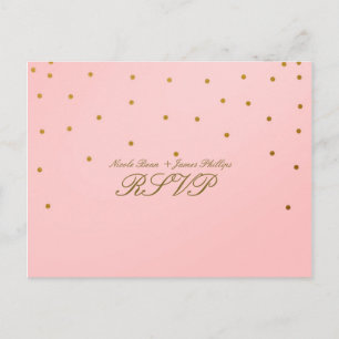 Rosa & liten guldconfetti RSVP bröllopskort Inbjudan Vykort