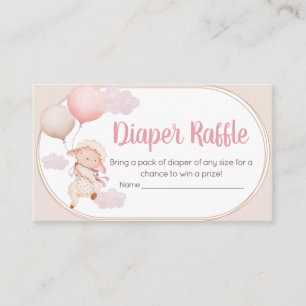 Rosa Liten Lamm Bebis Shower Blöja Lotteri Tilläggskort