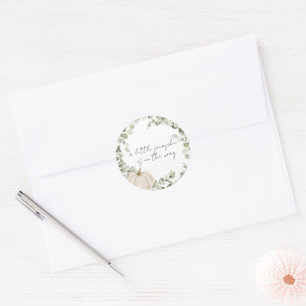 Rosa liten pumpa för baby shower kuvert sigill runt klistermärke