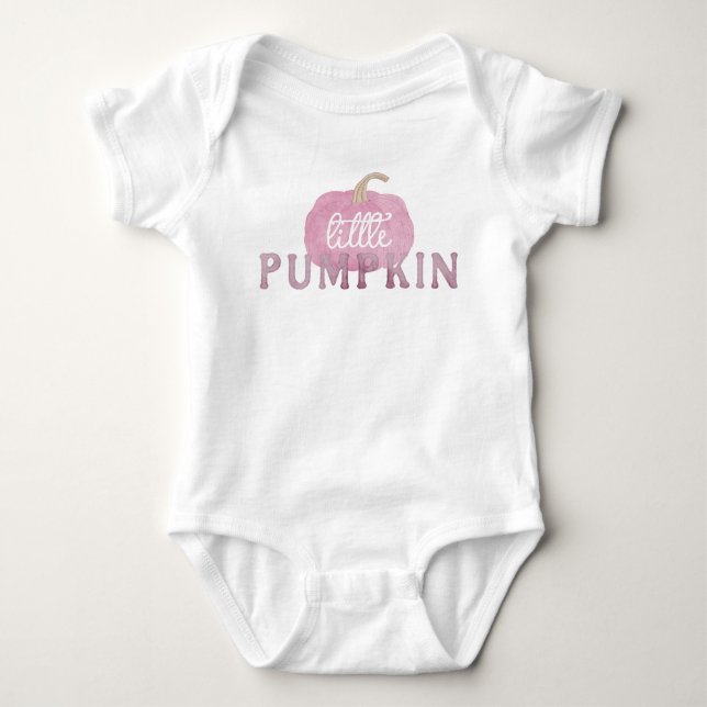 Rosa liten pumpa höst baby bodysuit t shirt (Framsida)