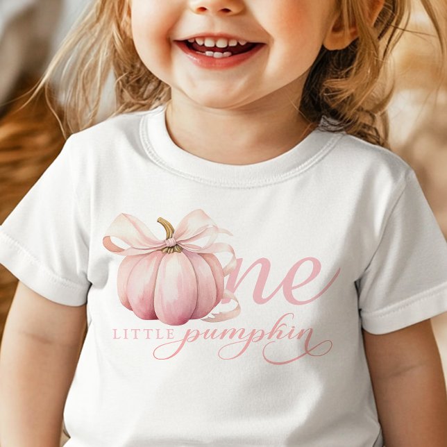 Rosa litet pumpa 1-års födelsedagsklänning t shirt (Skapare uppladdad)