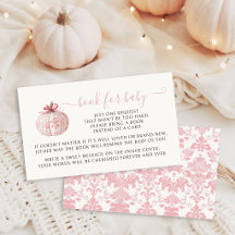 Rosa litet pumpa-båge-bok för babyflicka shower