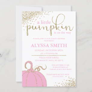 Rosa litet pumpa höst baby shower inbjudan
