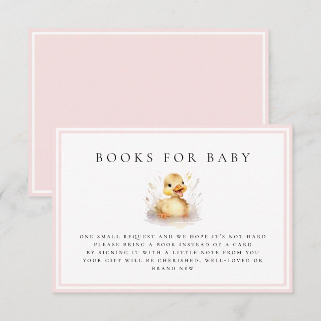 Rosa Little Anka Baby Shower Bokar för Baby Card (Fram/baksida)