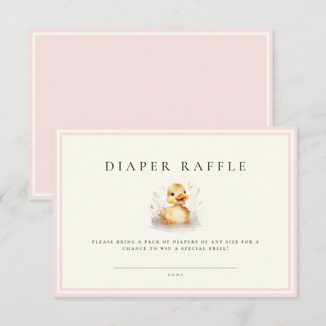 Rosa Little Anka Baby Shower Diaper Raffle Biljett (Fram/baksida)