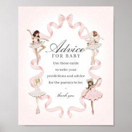 Rosa Little Ballerina Advice for Baby Baby Shower Poster