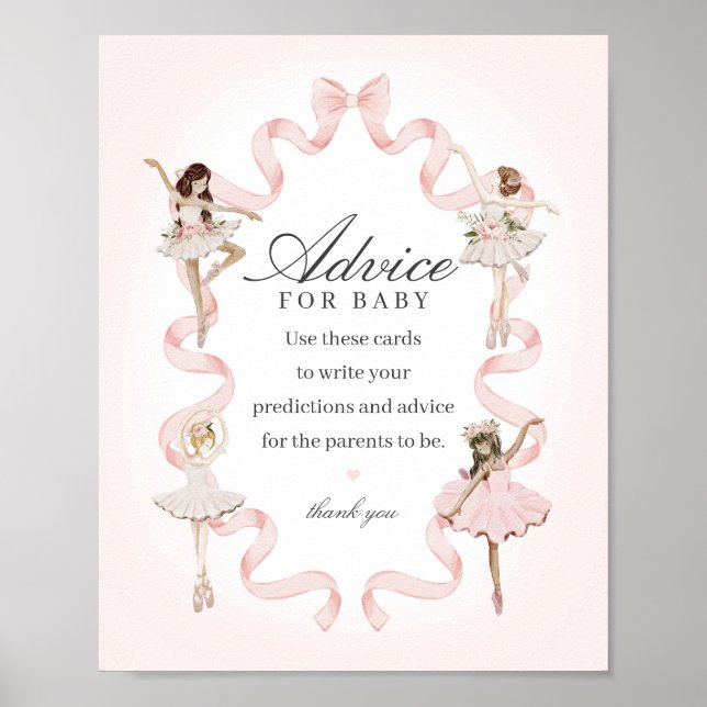Rosa Little Ballerina Advice for Baby Baby Shower Poster (Framsidan)