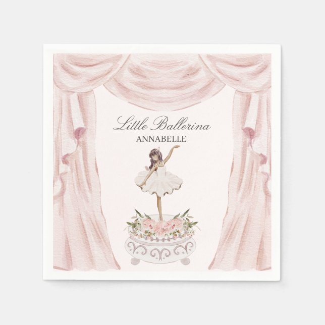 Rosa Little Ballerina Baby Shower eller Birthday Pappersservett (Framsidan)