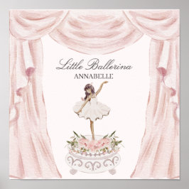 Rosa Little Ballerina Baby Shower eller Birthday Poster