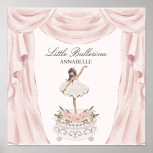 Rosa Little Ballerina Baby Shower eller Birthday Poster