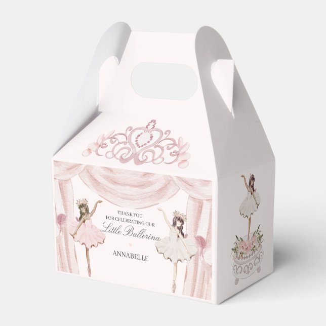 Rosa Little Ballerina Baby Shower eller Birthday Presentaskar (Framsidan Sidan)