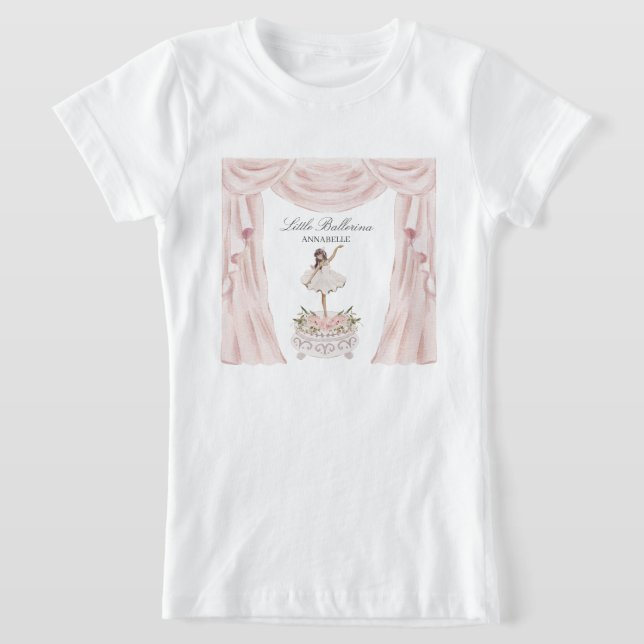 Rosa Little Ballerina Baby Shower eller Birthday T Shirt (Laydown)