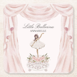 Rosa Little Ballerina Baby Shower eller Birthday Underlägg Papper Kvadrat