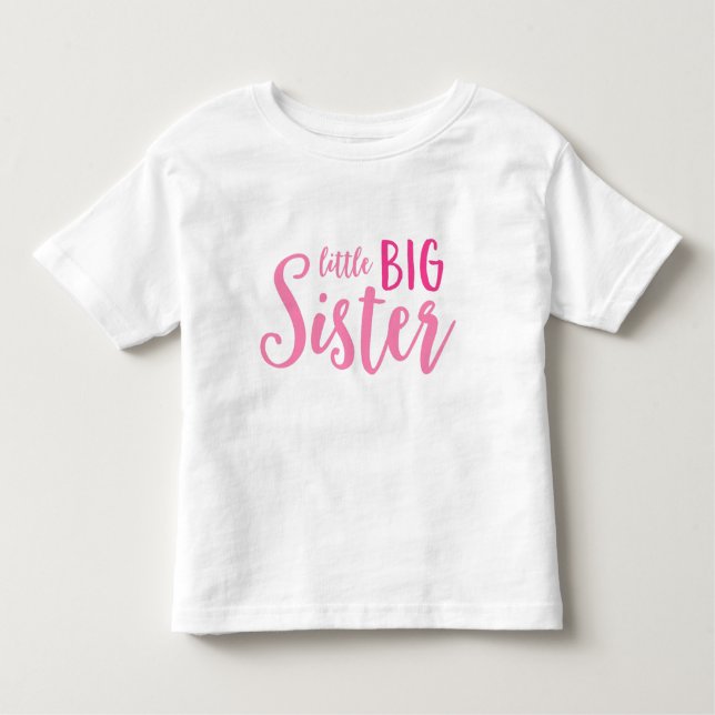 Rosa Little Big Sister Småbarn Pullover Hoodie T Shirt (Framsida)