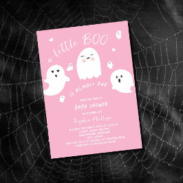 Rosa Little Boo är på grund av Halloween Baby Show Inbjudningar