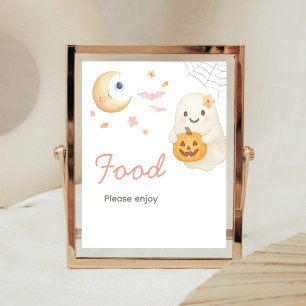 Rosa Little Boo Baby Shower Matserveringsskylt Poster